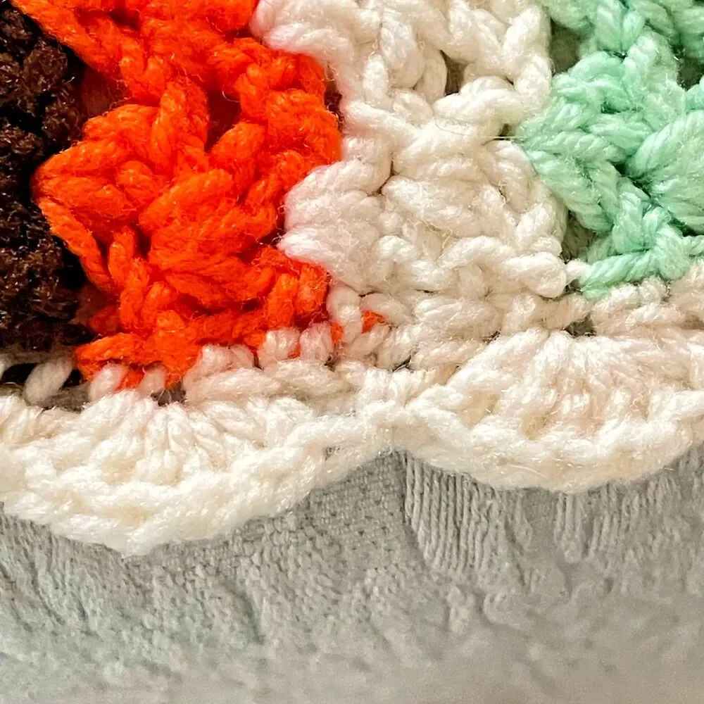 VTG Handmade Afghan Crochet Multicolor Striped 